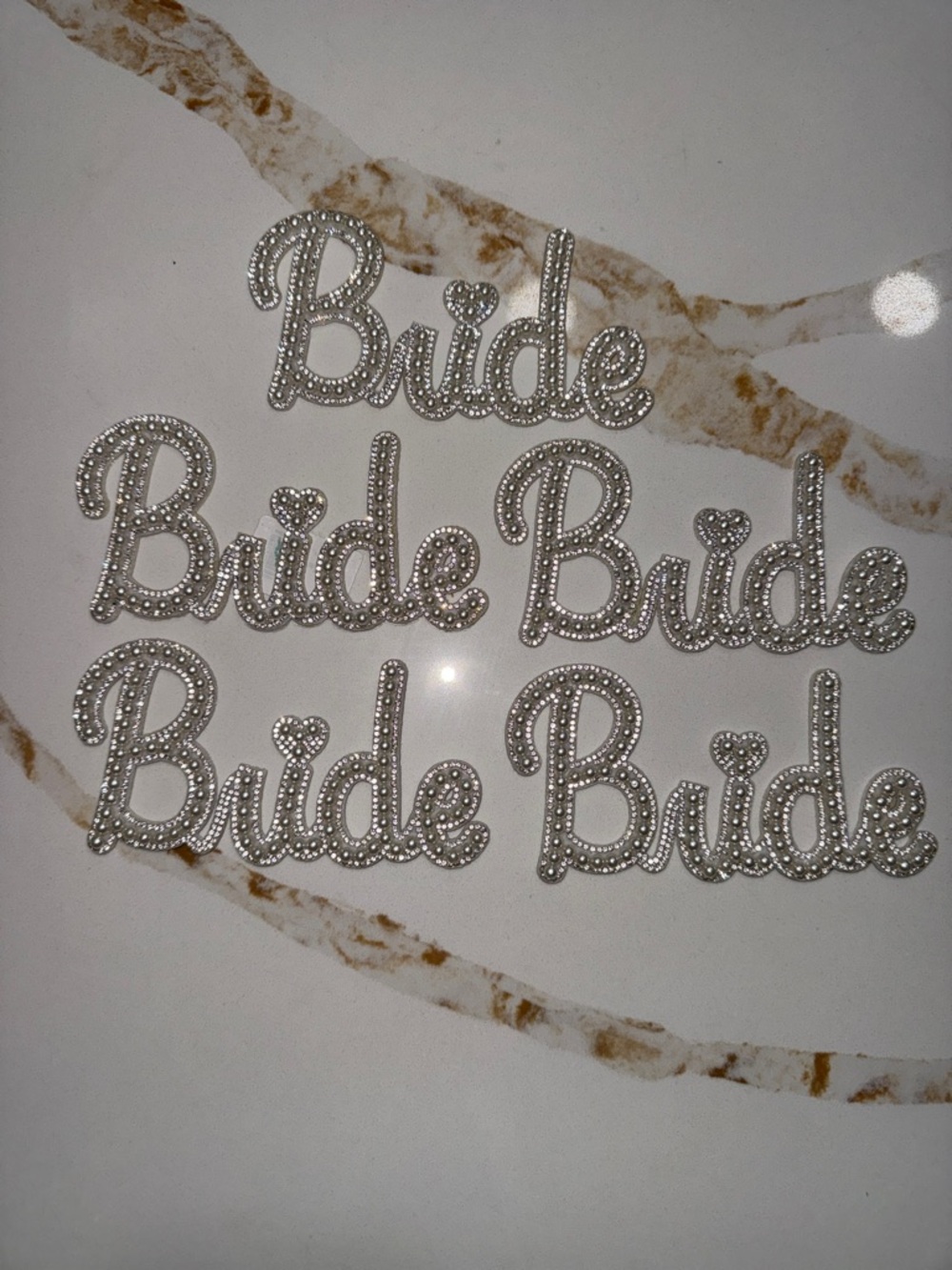 Rhinestone "Bride" Iron-On Patches - Silver